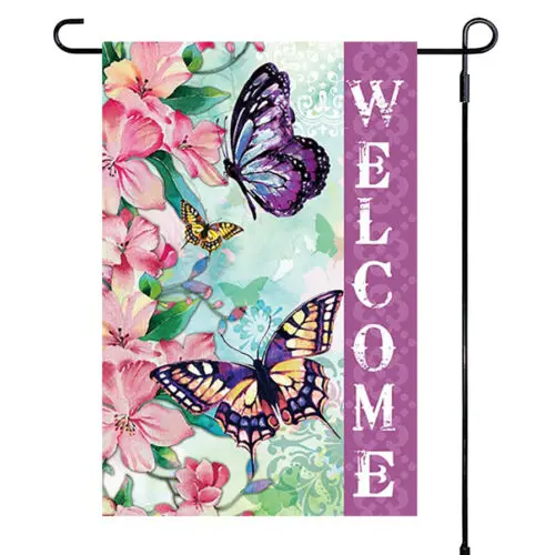 Super Tough Garden Flag - Butterfly Welcome - 12in x 18in