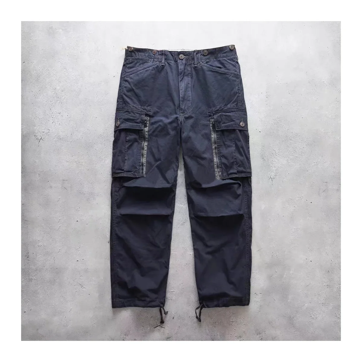 

24SS RRL Japanese Casual Pleated Retro Color Patchwork Pockets Wax Dyed and Washed New Arrival Pants