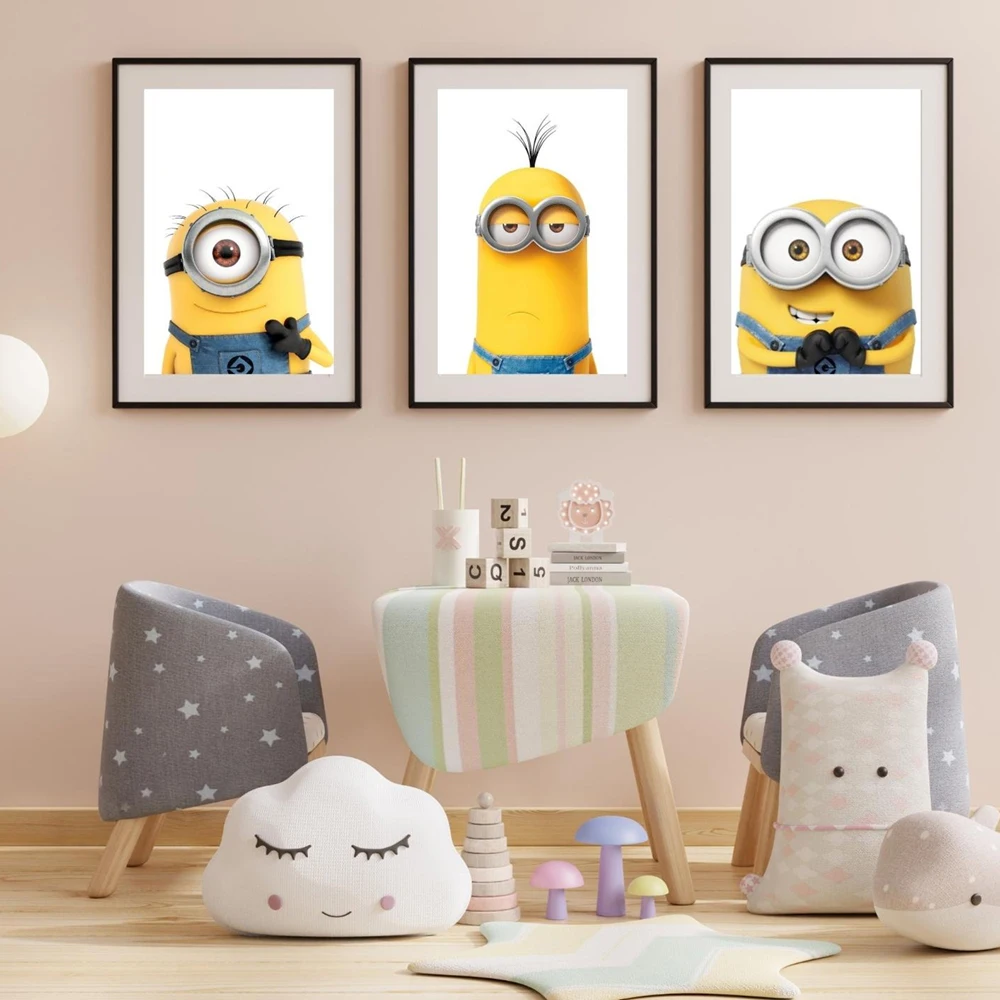 

Famous Cartoon Characters Minions Canvas Wall Print Cartoon Poster Decoration Kids Room Bedroom Children's Birthday Gifts