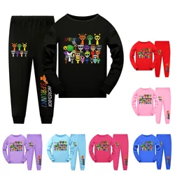 Sprunki Cartoon Pajama Sets Autumn Children Game Incredibox Pyjamas Girls Boy Cotton Sleepwear Baby Underwear Set Kids Clothes