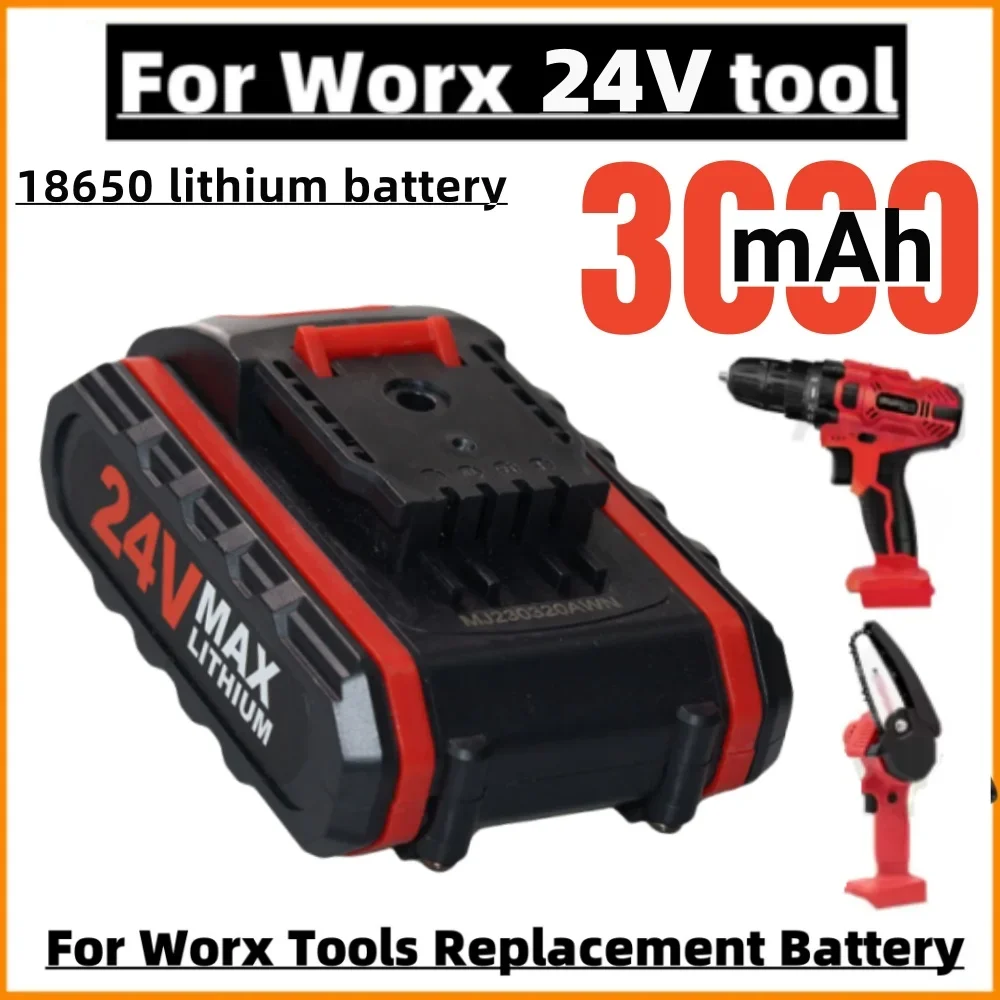 Para worx 24v 3000mah bateria de íon de lítio recarregável sem fio bateria de broca de impacto substituir ferramenta elétrica bateria + carregador