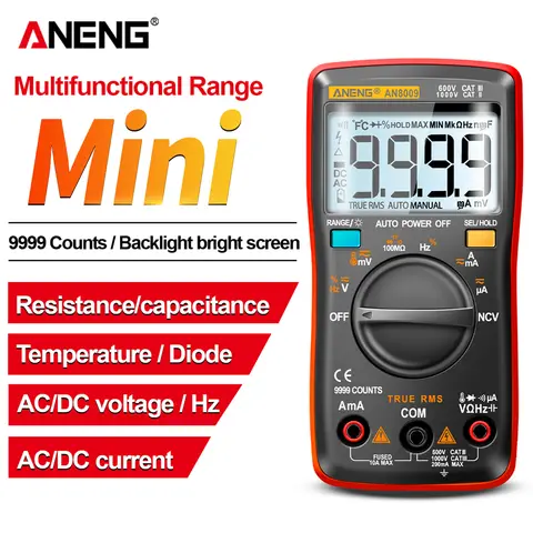 ANENG AN8009 멀티미터 디지털 트랜지스터 테스터 커패시터 멀티메트로 테스터 커패시턴스 미터 온도 다이오드 전기 기술자 도구