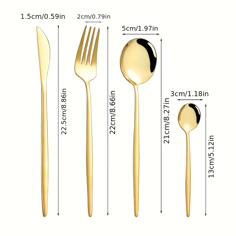 16pcs  Stainless steel tableware set home western tableware steak knife fork spoon 4-piece hotel restaurant tableware set