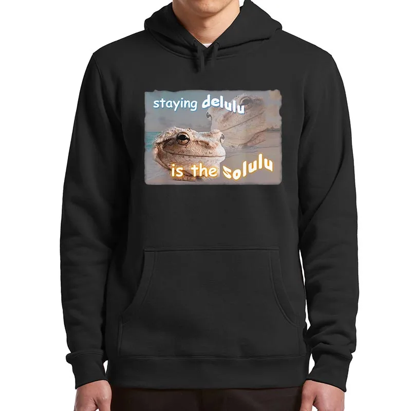 

Delulu Is The Solulu Frog Meme Hoodies Retro Teenage Trend Graphic Y2k Pullover Soft Unisex Hooded Sweatshirt