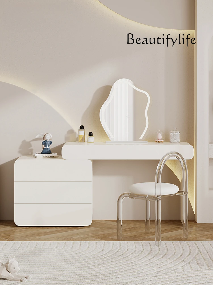 Cream Style Dressing Table Storage Chest of Drawers Solid Wood Corner Desk Modern Minimalist Master Bedroom Makeup Table