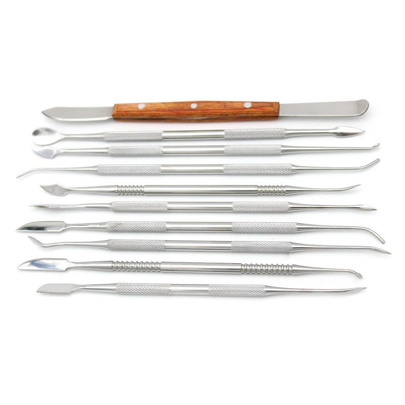 10pcs Dental Spatula Plaster Knife Practical Stainless Steel Versatile Teeth Wax Carving  Set Instrument Dentist Tools