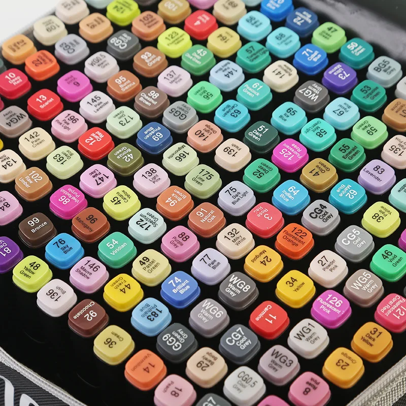 24/30/36/80 لونًا علامات رسم احترافية طرف مزدوج علامات رسم فنية دائمة لمستلزمات المدرسة التوضيحية