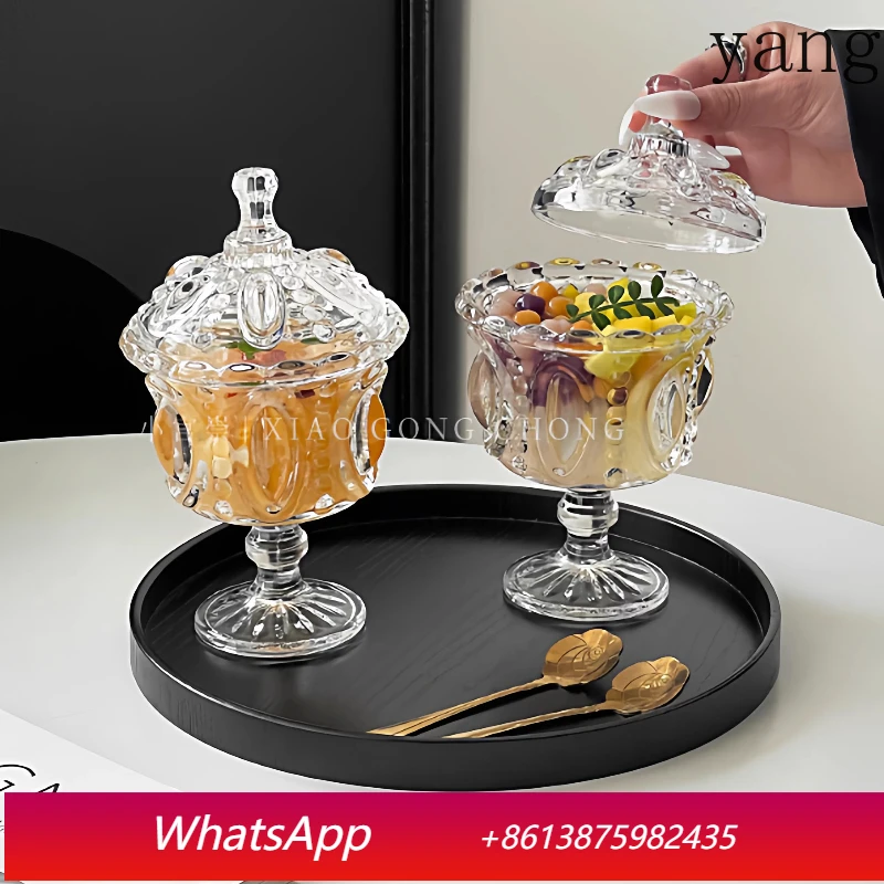 

LMM dessert bowl with lid court style relief ice cream cup glass high value