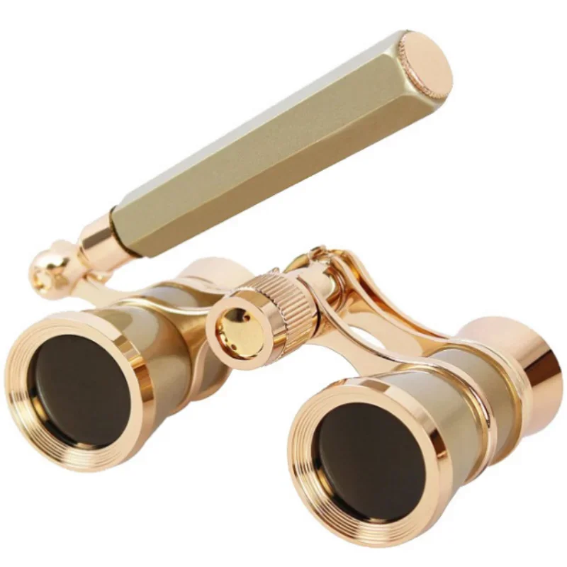 Opera Glasses Binoculars Metal Body With Chain/handle Theater Telescope Women Girls Optical Design Gift Retro Binoculars