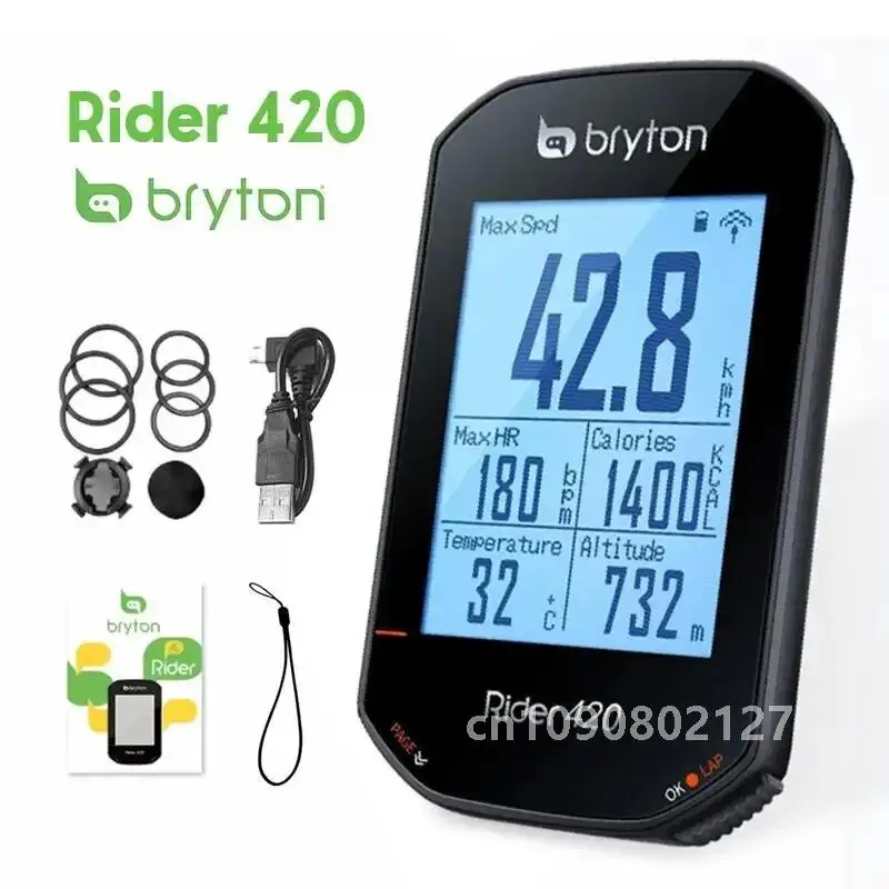 Bryton Rider 420 GPS Bike Computer Multilanguage Bicycle Wireless Speedometer Waterproof IPX7 ANT+ Cycling Odometer