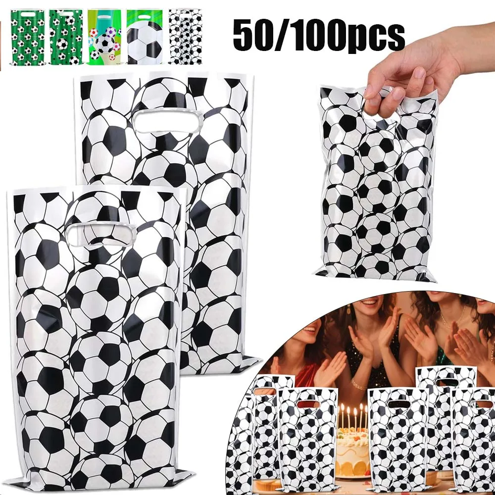 

50/100 шт. подарочные пакеты для футбольной вечеринки, футбольные подарочные пакеты для детей, мальчиков, спортивная тематика, принадлежности для дня рождения, пакеты с футбольными сувенирами для команды