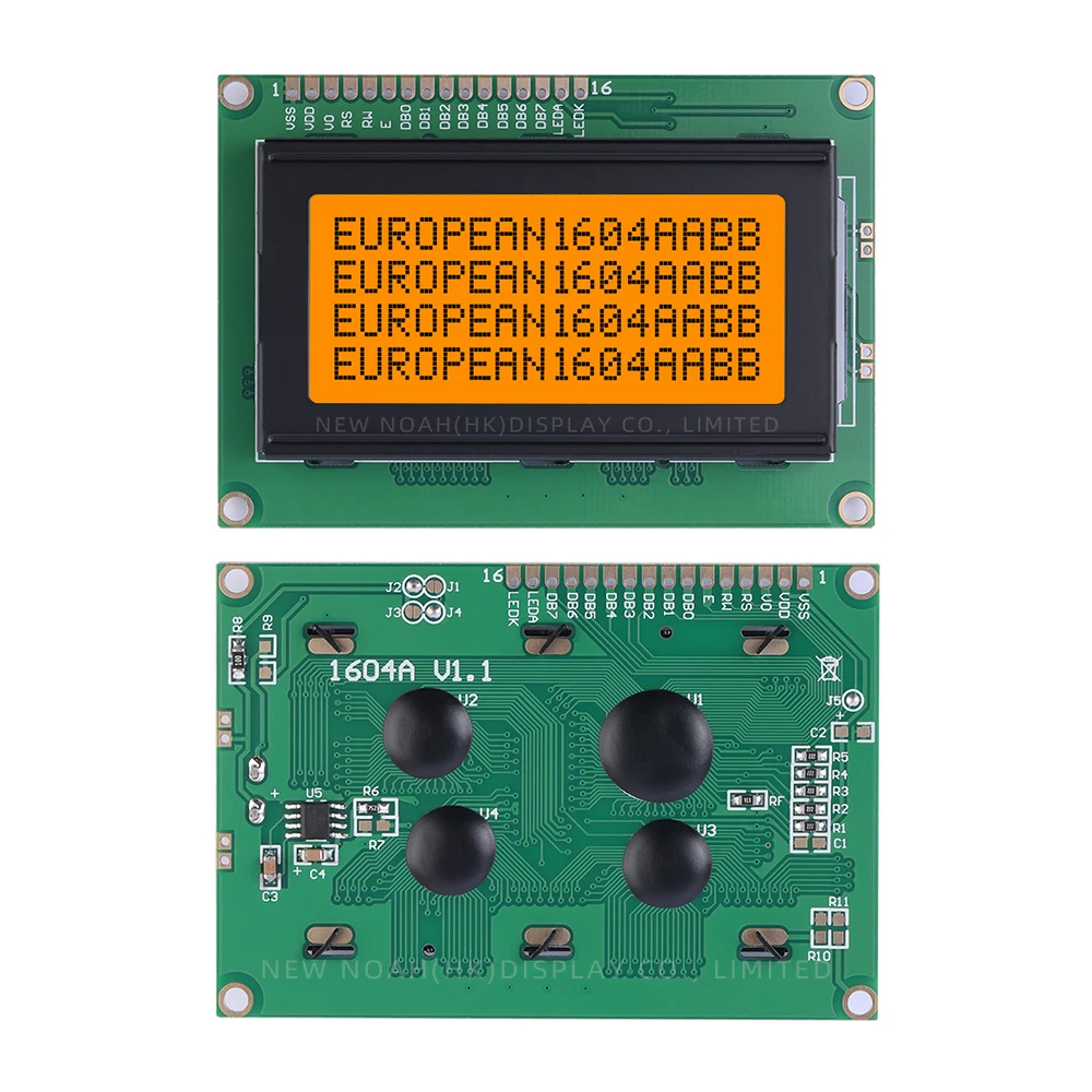 European Orange Light Black Letters 1604A 3.3V Industrial Display Screen 1604 LCD IPC ST7066U LCM Display Module Dot Matrix