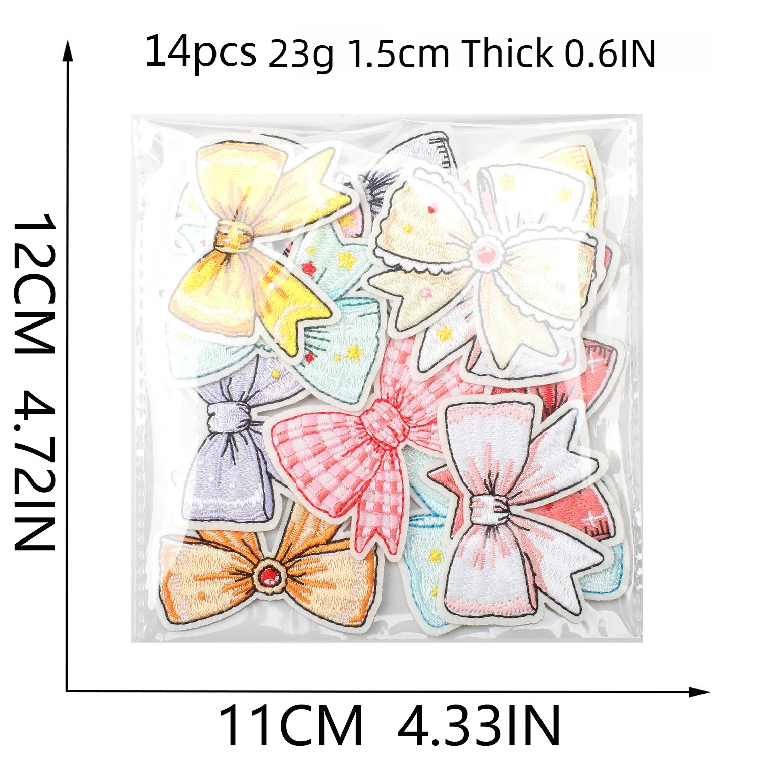 

1/14PCS Color Bow Embroidery Cloth Cartoon Baby Clothes Decorative Patch Plaid Bow Label Ironing DIY Arts,Crafts & Sewing