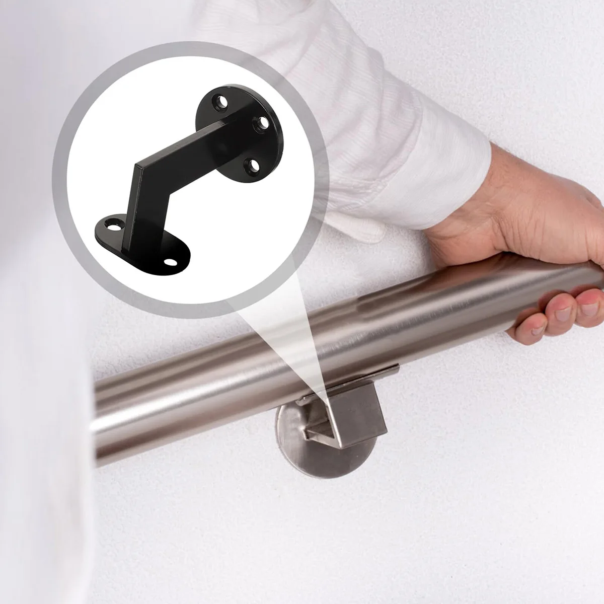 Stainless Steel Black Paint Stair Handrail Fixed Support Frame Corridor Wall Support Bracket Bottom Support