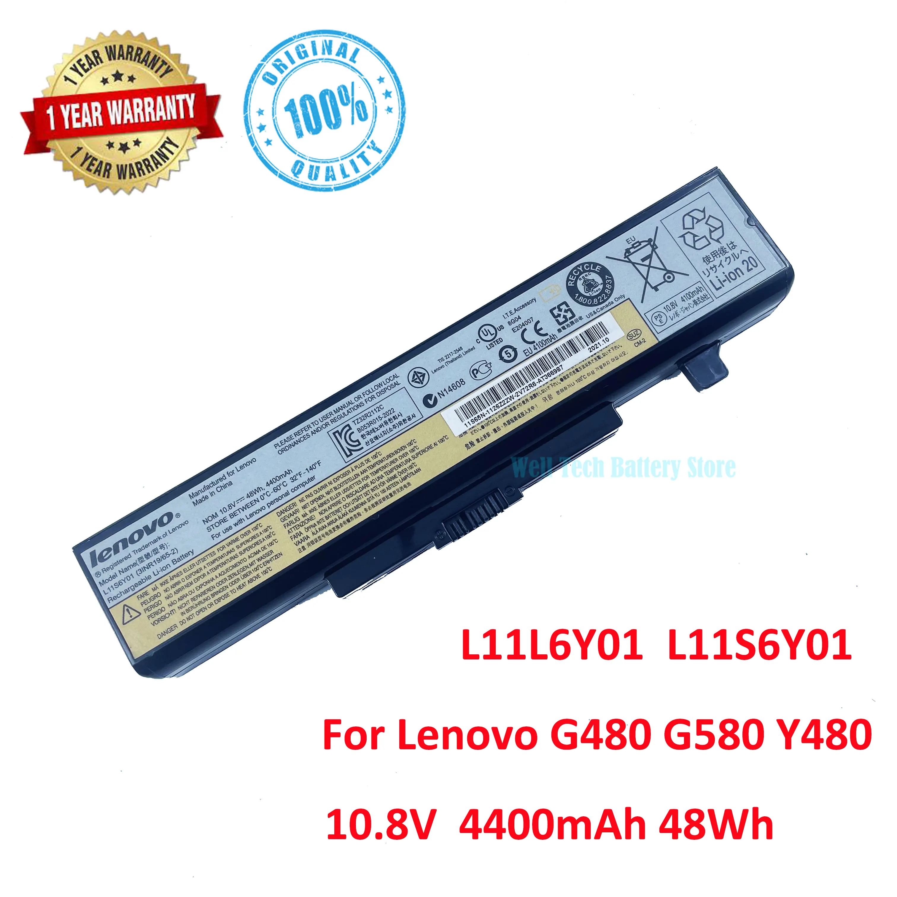 

Original L11L6Y01 L11S6Y01 Laptop Battery For Lenovo G480 G485 G510 G580 G585 Y480 Y485 Y580 Z380 Z480 Z580 Z485 Z585