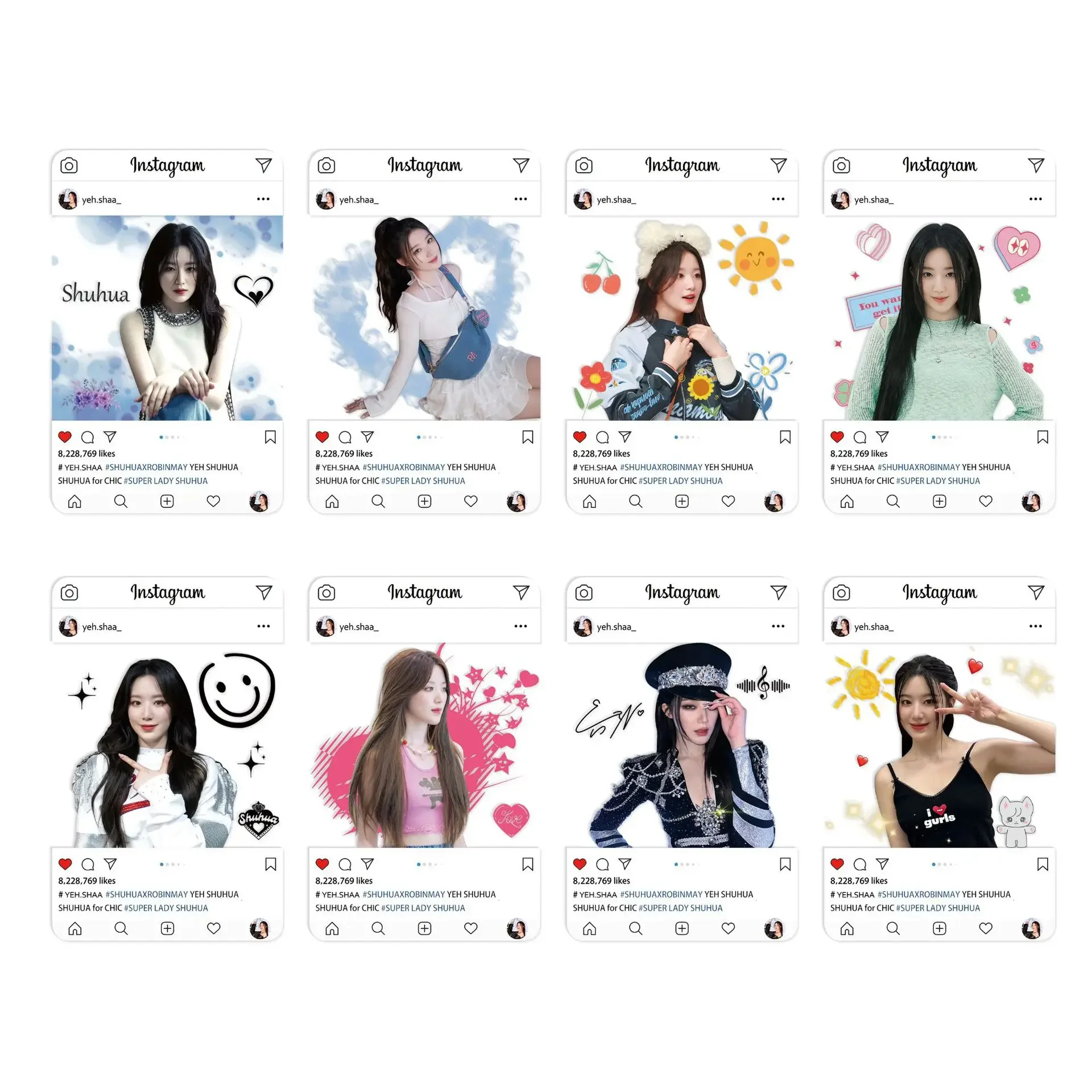 K-pop Idol Transparent Photocards, G, I-DLE, INS Style, PVC, New Album Lomo Cards, MiYeon, Minnie, SoYeon, YuQi, ShuHua, Fans Gift, 8pcs, Set