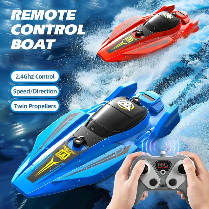 Bateau RC 2,4 GHz, vitesse maximale de 25 km/h, bateau de course télécommandé, bateau rapide RC étanche à double moteur, jouet pour enfants, garçons et adultes, cadeaux