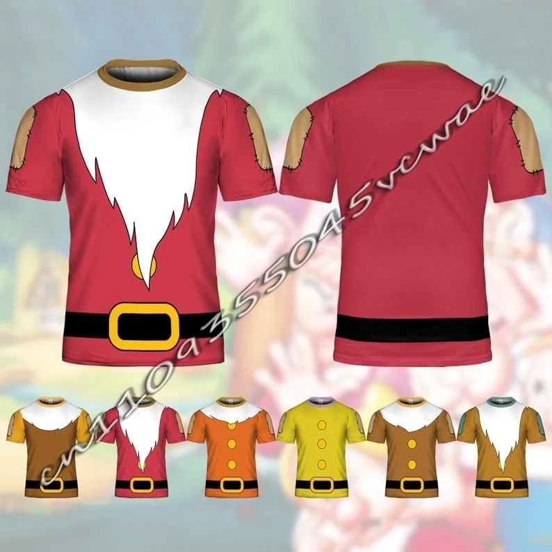 

Футболка-бомбер для пар в стиле косплей «Белоснежка и семь гномов» от Disney, летняя спортивная бейсбольная футболка для мужчин и женщин, топ для беременных 2026