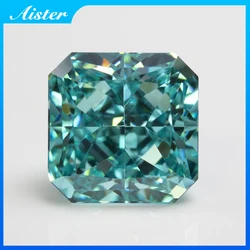 Paraiba Green Square Crushed Ice Cut Cubic Zirconia High Carbon Diamond Lab Zircon CZ 4K Cutting 5A+ Quality for Jewelry Making