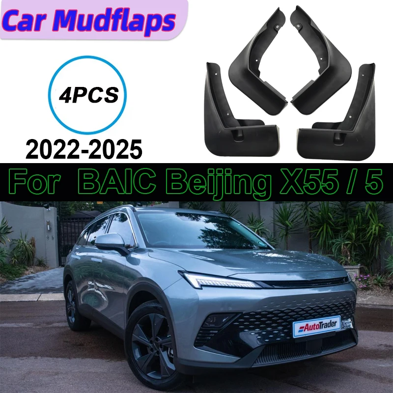 For BAIC Beijing 5 X55 X6 Tiger Six 2022-2025 Mudguard Fender Wheels Protecti Tire Rear Mud Flap Styling Splash Part Accessories