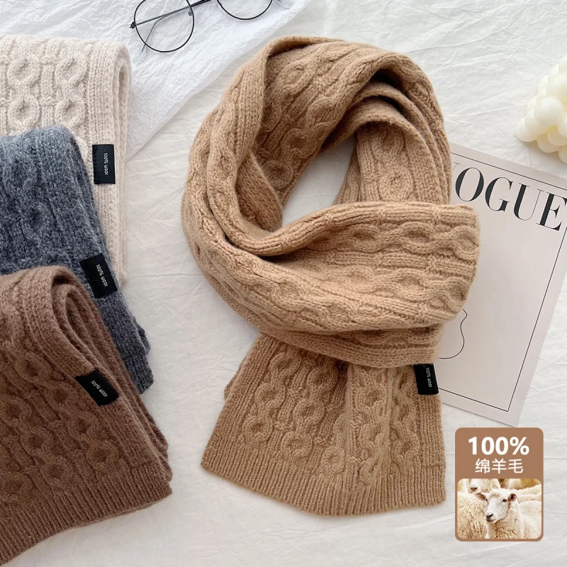 

%Wool Versatile Soft Small Scarf Couple Simple High-end High-quality Knitted Warm Neck Scarf Elderly