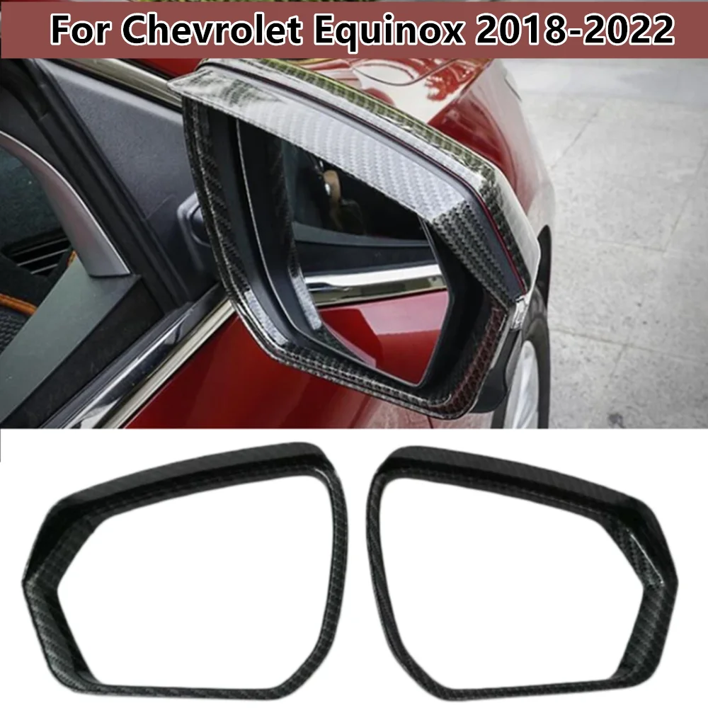 

2X Carbon Rearview Mirror Rain Guard Cover Trim For Chevrolet Equinox 2018 2019 2020 2021 2022