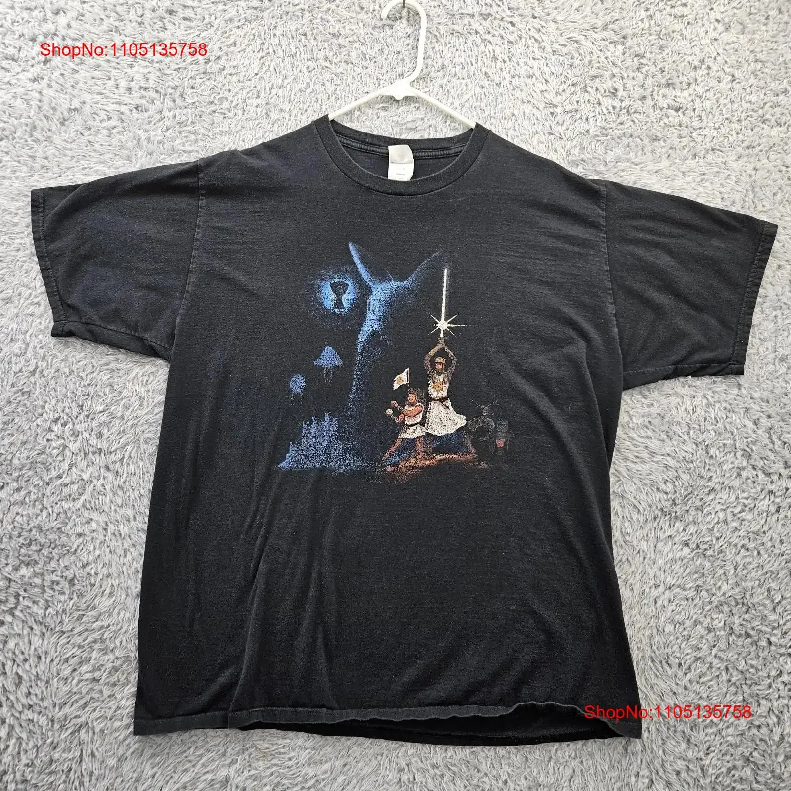 Monty Python Holy Graal camiseta divertida Port Co negro XL anillo de algodón hilado hombres vintage lavado versátil Casual Unisex elegante