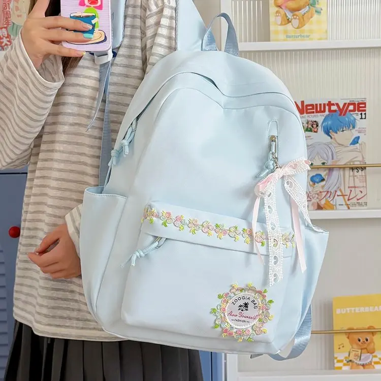 Versatile Summer 2026 Women's Backpack College Student Dual-Shoulder Bag Trendy High School Backpack Height Waterproof Nylon