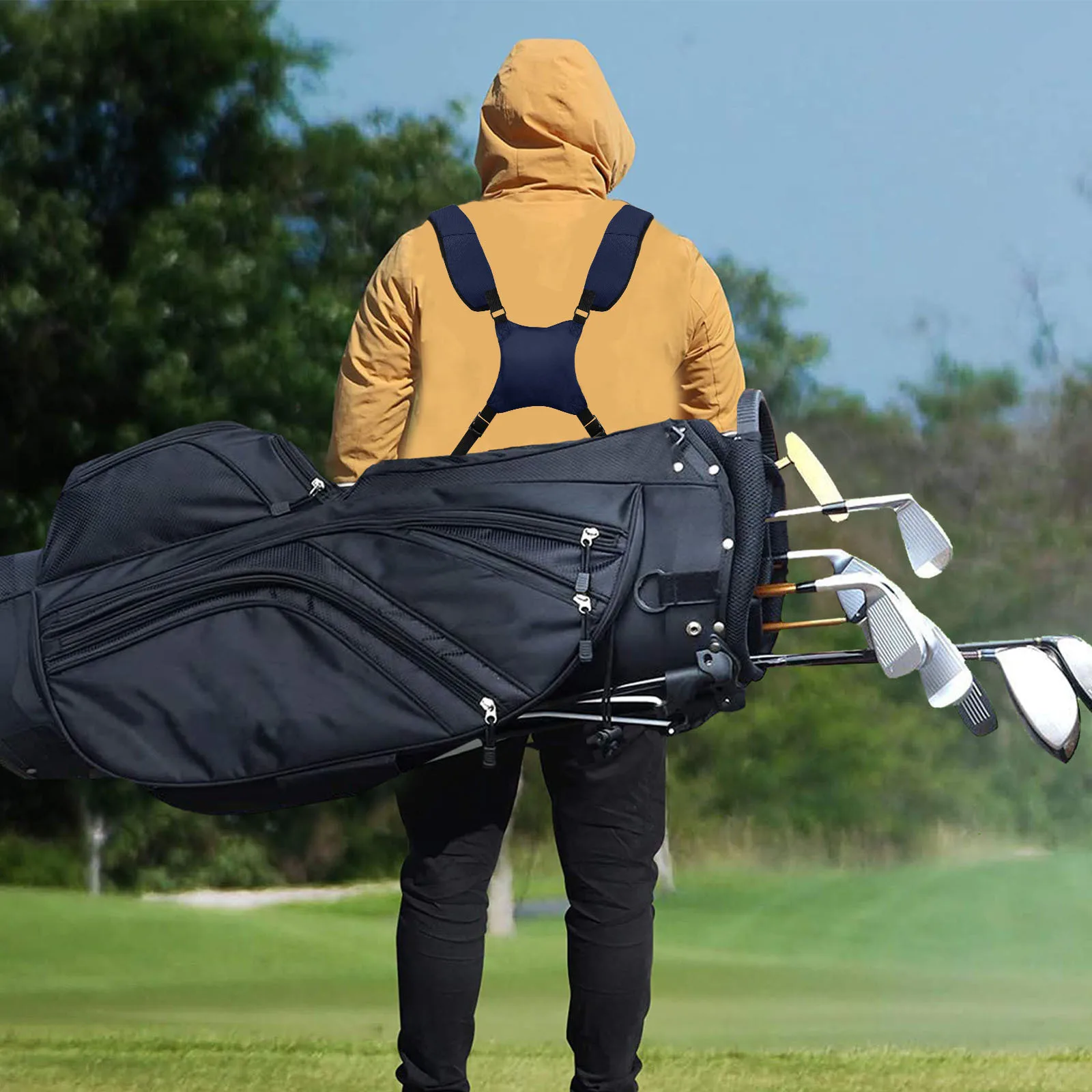 Borsa per mazze da golf da esterno con tracolla regolabile e accessori per tracolla per zaino