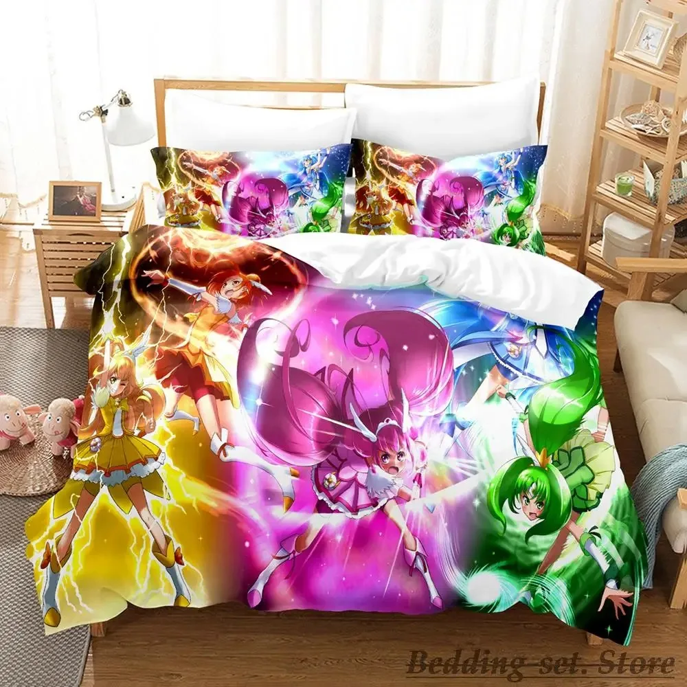 2023 Kawaii Smile PreCure! Bedding Set Single Twin Full Queen King Size Bed Set Adult Kid Bedroom Duvetcover Sets Anime Bed