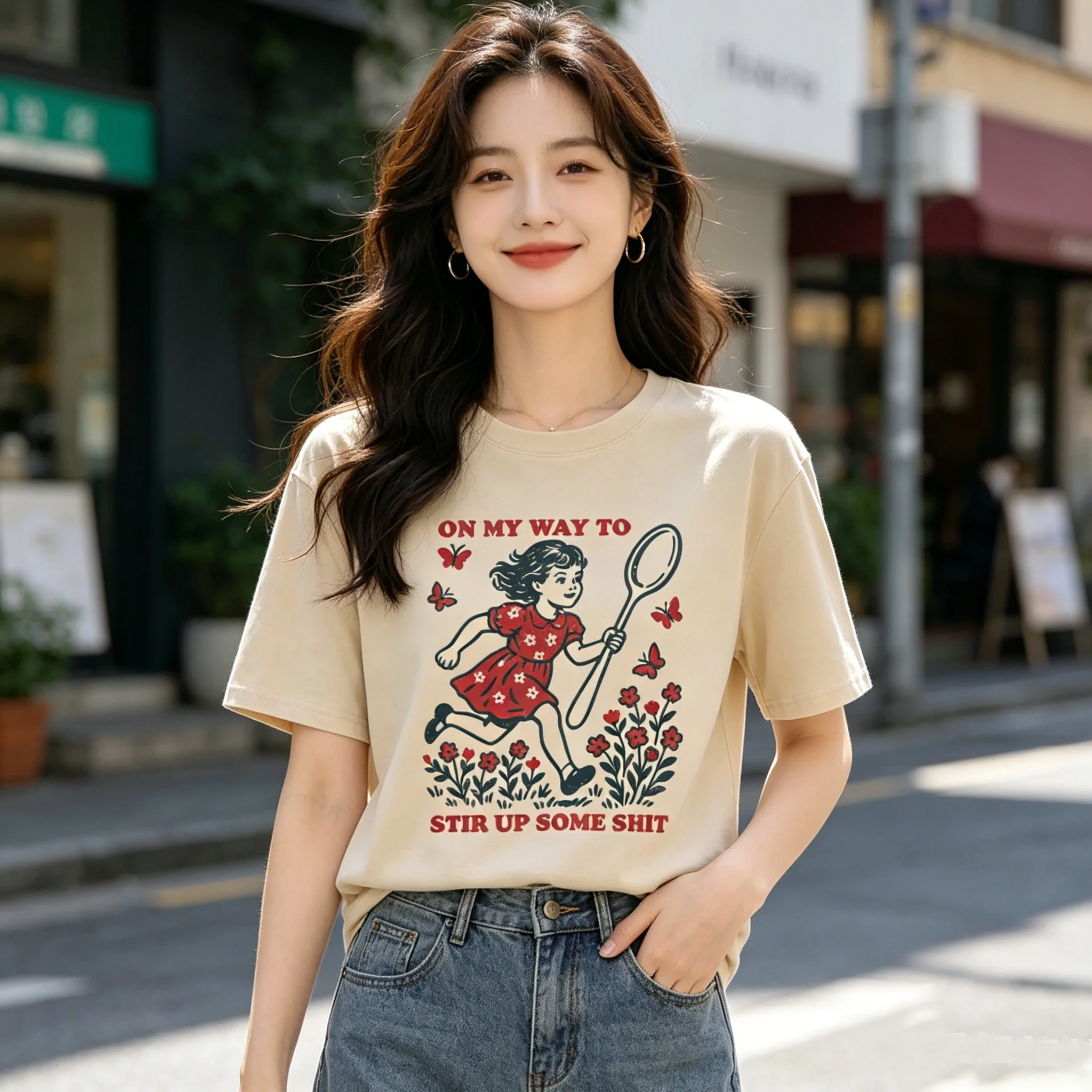 On My Way To  Graphic Shirt Ulzzang Unisex Fashion Harajuku Streetwear T-Shirt Grunge Y2k Aesthetic Oversized Woman Tshirts