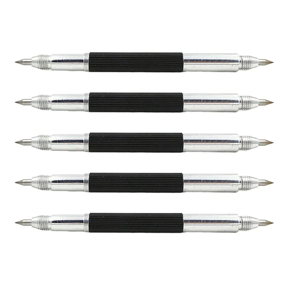 High Quality Scriber Pen Steel Tip 5 Pcs Double Ended Scribe Marker Scriber Tungsten Carbide 13.7cm Black+Silver