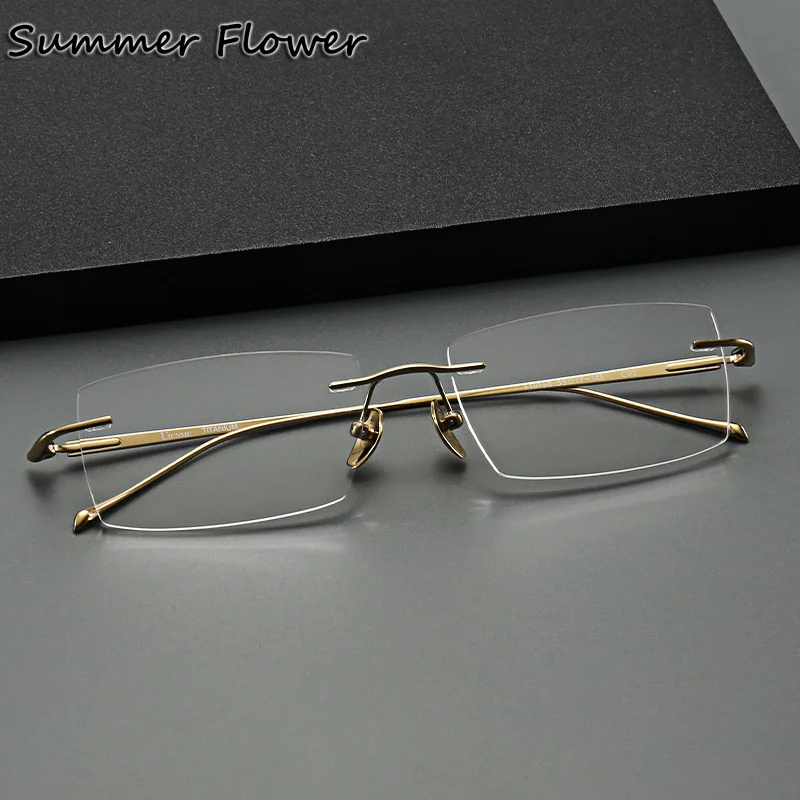 

Male Ultra Light Frameless Eyeglasses Women Optical Myopia Prescription Designer Rimless Glasses for Men