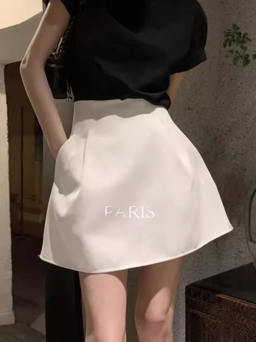 

Белая юбка трапециевидной формы с высокой талией, женская летняя дизайнерская пушистая юбка Rouje Renksy Commute, простая повседневная юбка ort
