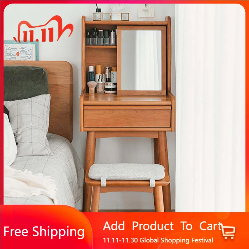 

Mini Wood Drawers Dressing Table Storage Desk Makeup Makeup Bedroom Dressing Table Girl Beauty Penteadeira Trendy Furniture