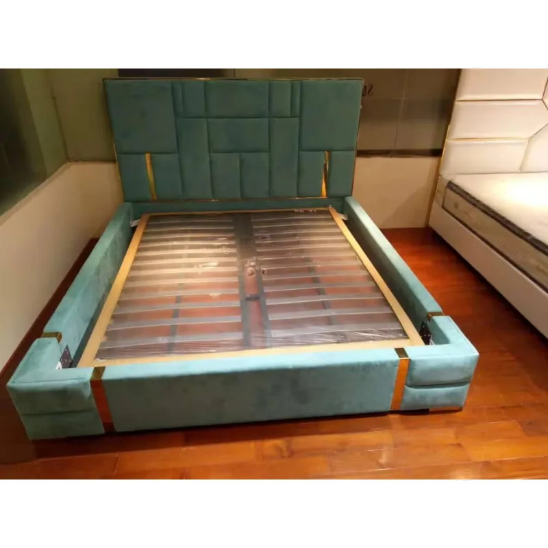 Comfortable Hot Sale Cheap Bedroom Furniture King Size Wood Frame Leather Bed