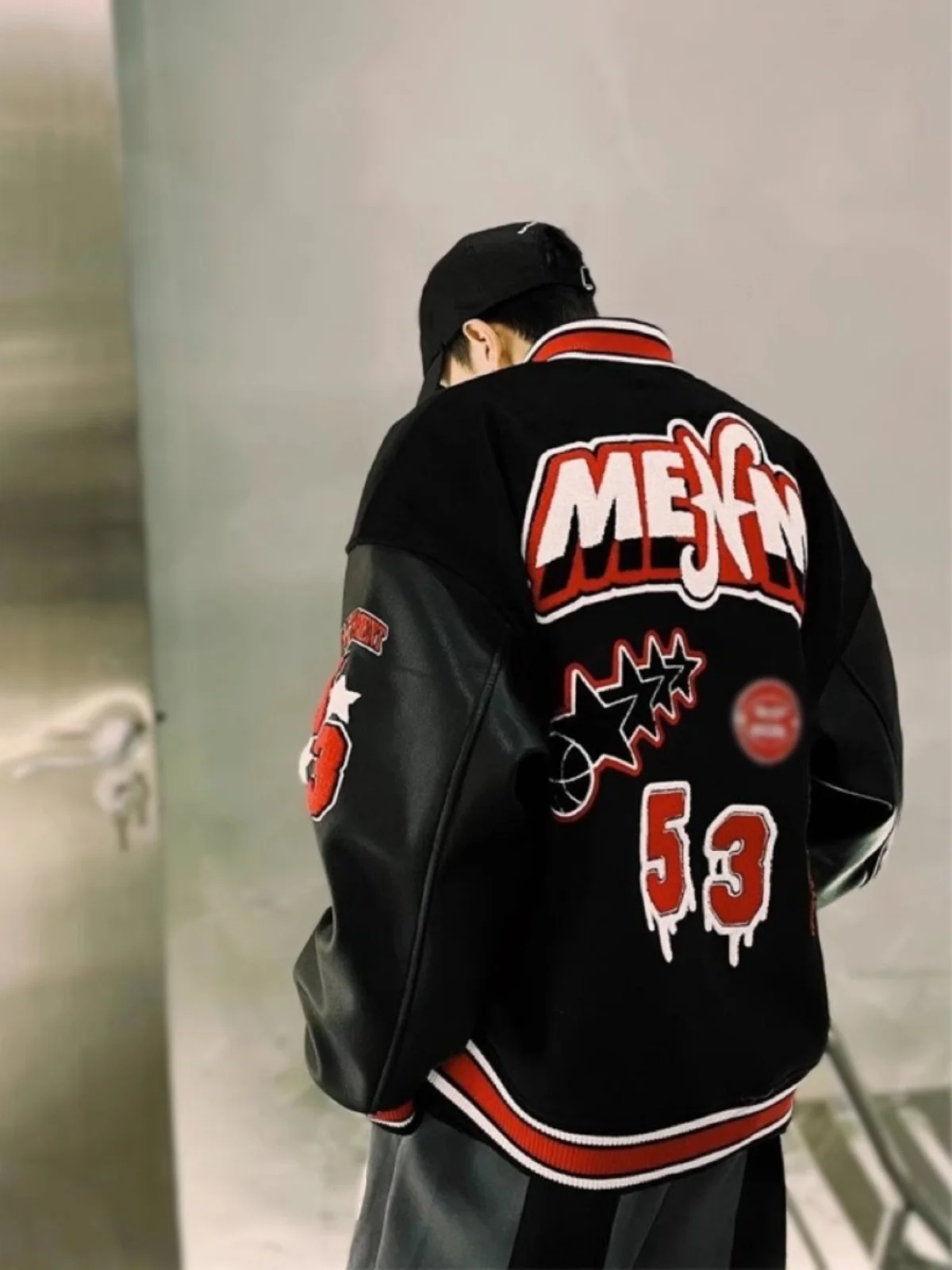 

Extra Large 300 Pou Baseball Jaet Men's Casual Loose American Retro Sle Autumn Winter Outerwear Youth Trendy Top