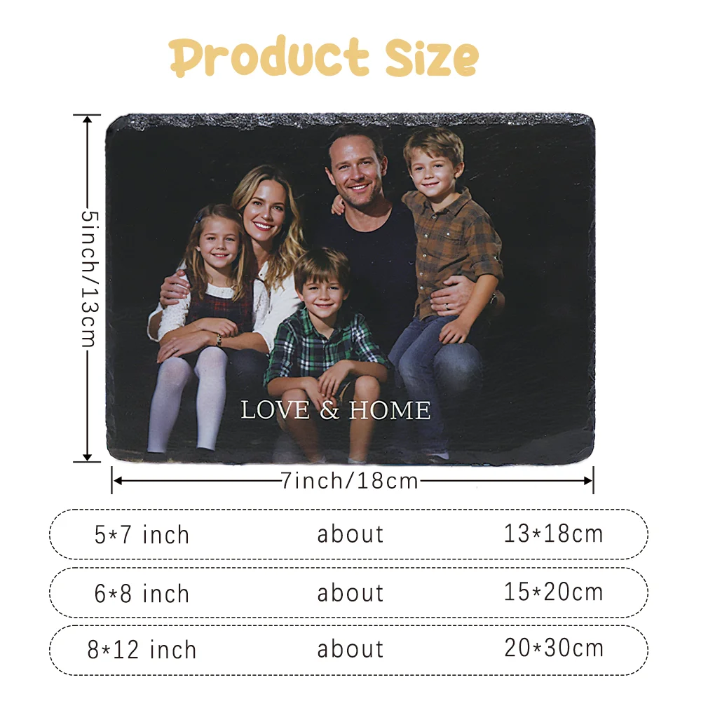 Custom Memorial Photo Slate,Personalized Engraved Stone Plaque,Unique Rock Picture Frame for Wedding