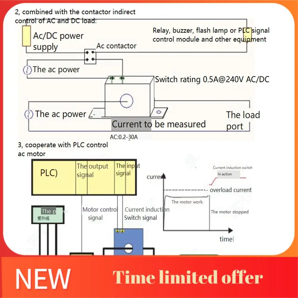 A42T-Current Sensing Switch Normally Open Current Sensing Switch Adjustable AC Current Isolation Monitoring SZC23-NO-AL-CH