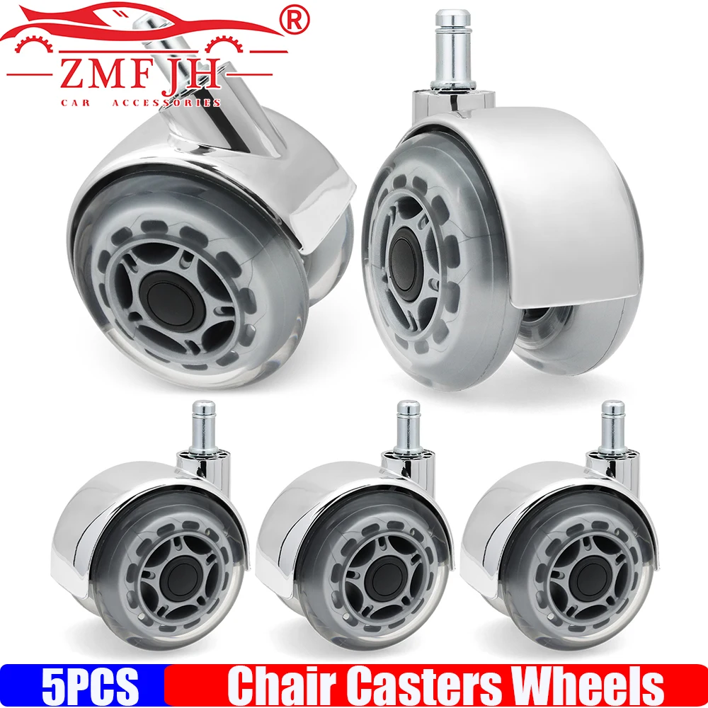 ZMFJH 3INCH 5PCS Office Chair Wheels Replacement Heavy Duty Caster Wheels Quick & Quiet Rolling Chair Casters Universal Fit