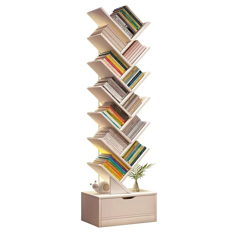 Simple Bookshelf Floor Standing Storage Rack Tree-Shaped Small Bookcase Multi-Functional Wall-Mounted Narrow Slot  Шкаф