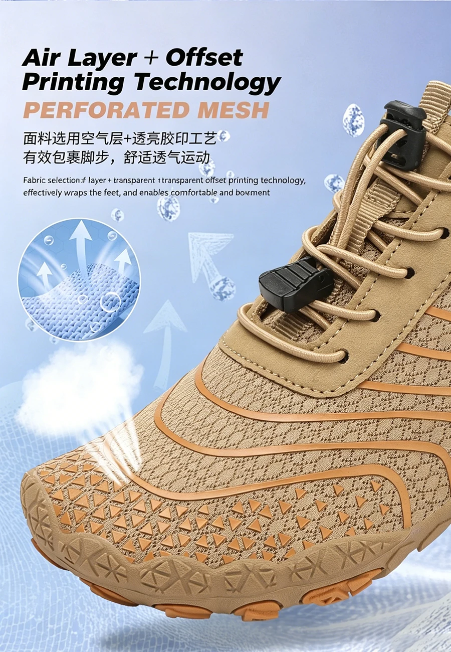 Summer Wide-Head Wading Shoes Men Barefoot Upstream Sketch Shoes Fitness Cycling Yoga Casual Sandals Women Water Sports Shoes
