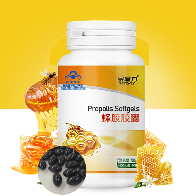 Natural Antioxidant Supplement in Propolis Capsules 500mg Bee Well with Royal Jelly Organic Farm Beauty Healthy Food