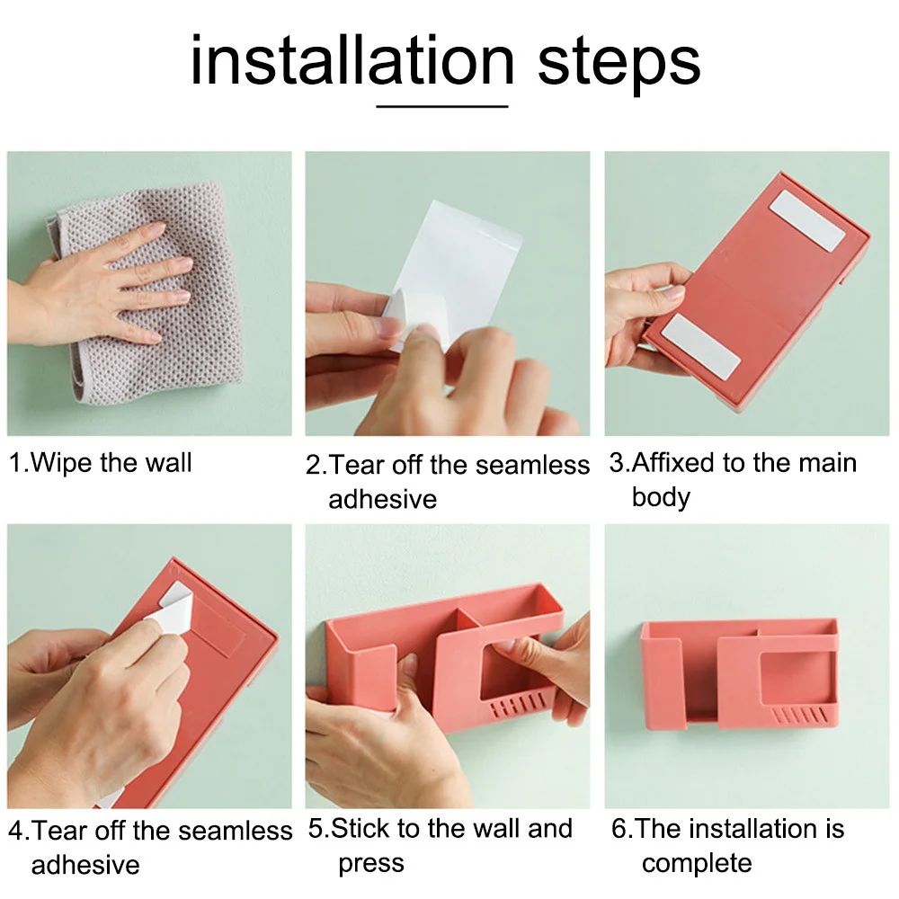 

Multifunctional Wall-mounted Hole-free Storage Box Mobile Phone TV Air Conditioner Remote Control Storage Box Home Storage Shelf