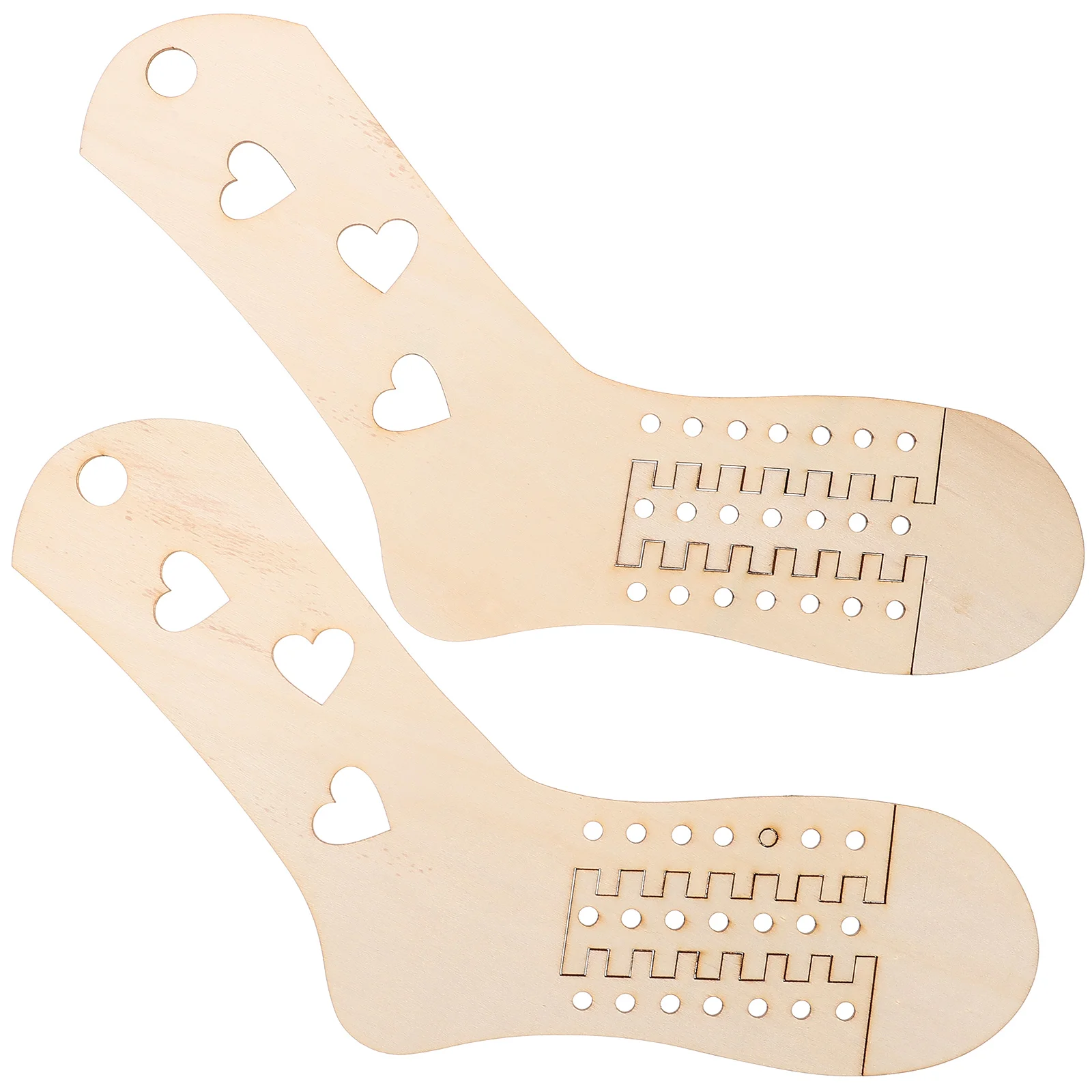 2 Pcs DIY Wooden Sock Knitting Tools Blockers Crochet Socks Form Weave Stocking Molds