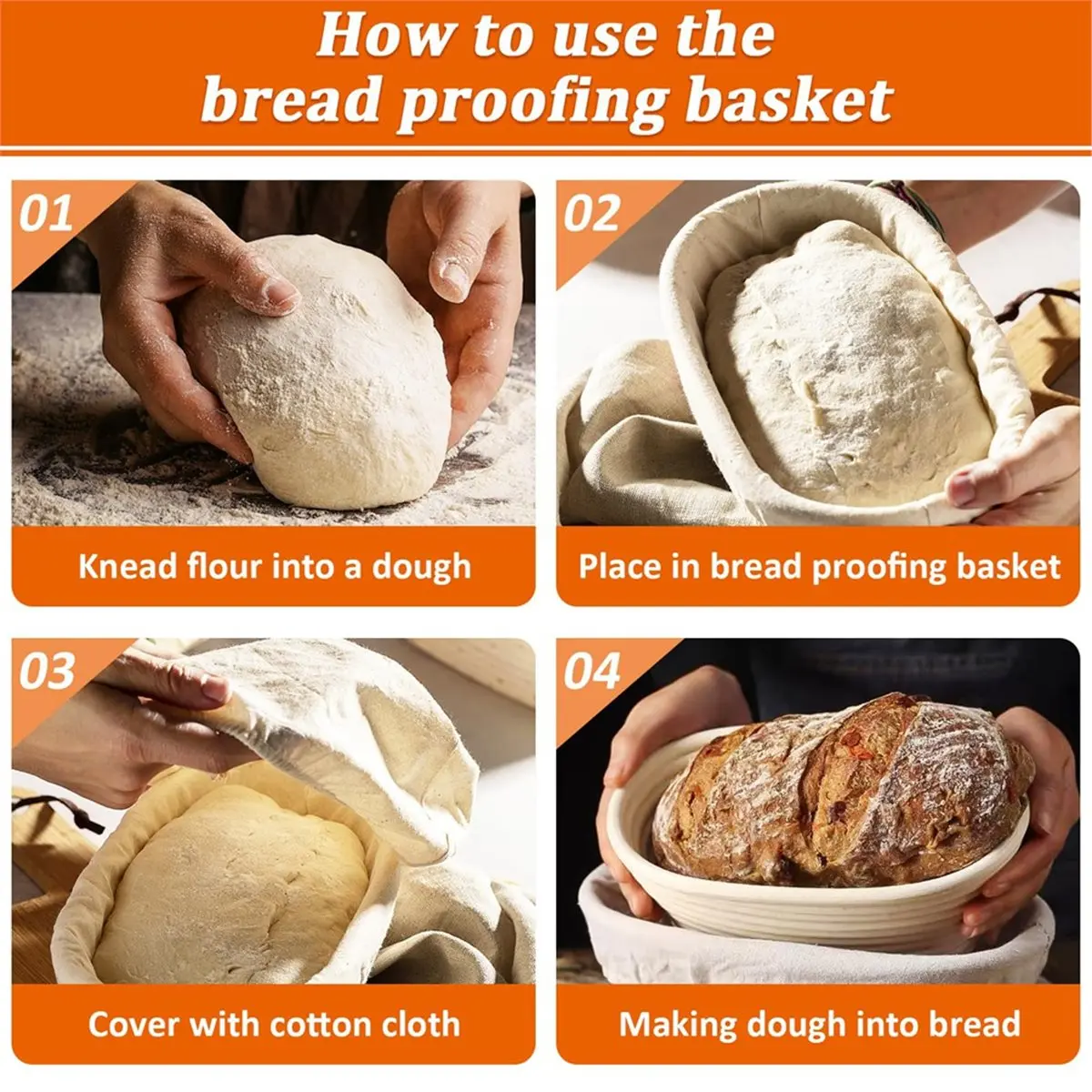 Oval Banneton Proofing Basket Set, Rattan Sourdough Bread Baskets with Linen Liners, Dough Baking Bowls