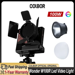 Colbor Wonder W100 RGB LED Video Light 100W 2700k-6500k Pocket Fill Light With Battery Softbox Barndoor for Video Outdoor Shoot