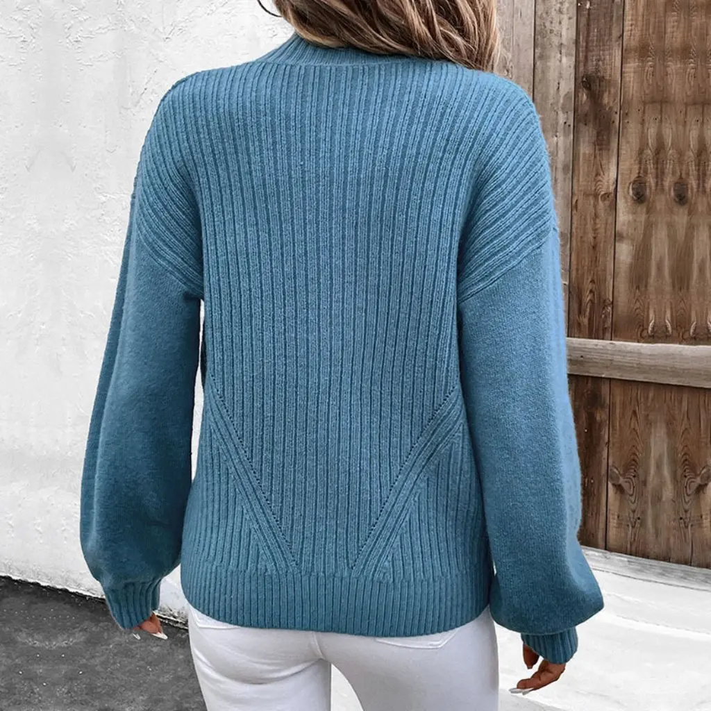 

Women's Stand Collar Solid Color Cardigan Sweater Jacket New European And American Style Autumn Winter Outerwear