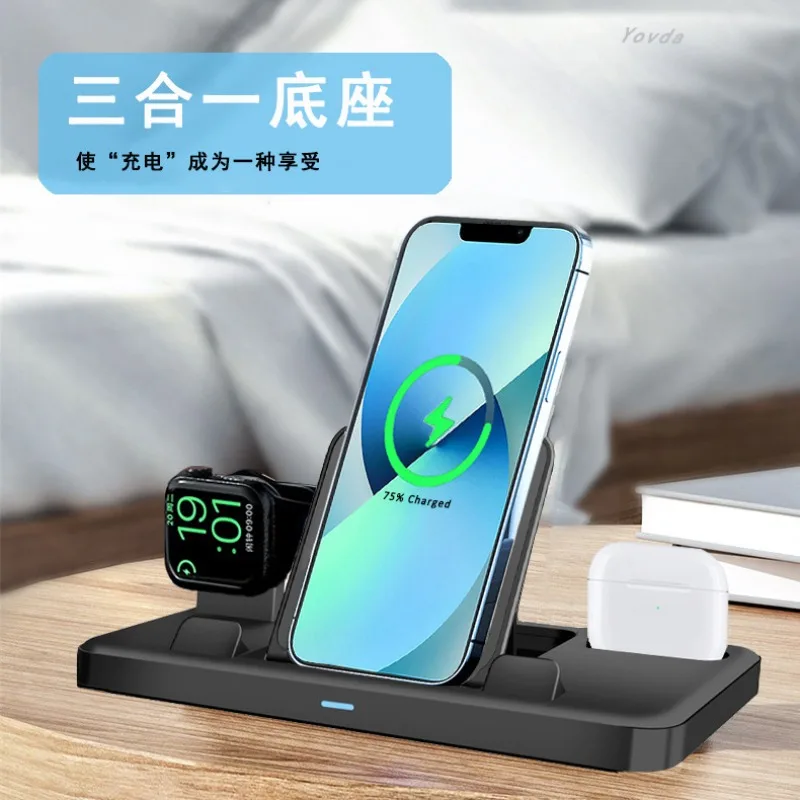 

Wireless Charger Pad Stand Desktop Ultra-thin Mobile Phone Fast Charging Dock Station for IPhone 16 15 14 13 Airpods Iwatch