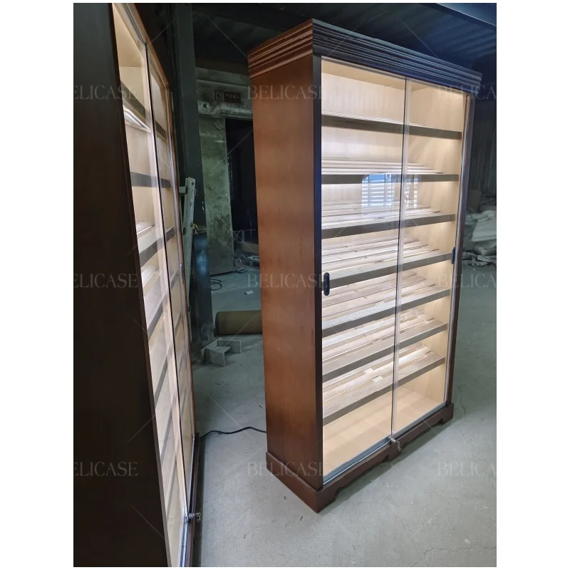 Custom.4000 Ct Große Kapazität Humidor Zigarren Doppeltür Luftbefeuchter Zigarre Vitrine Rauch Shop Display Zigarre Humidor Schrank
